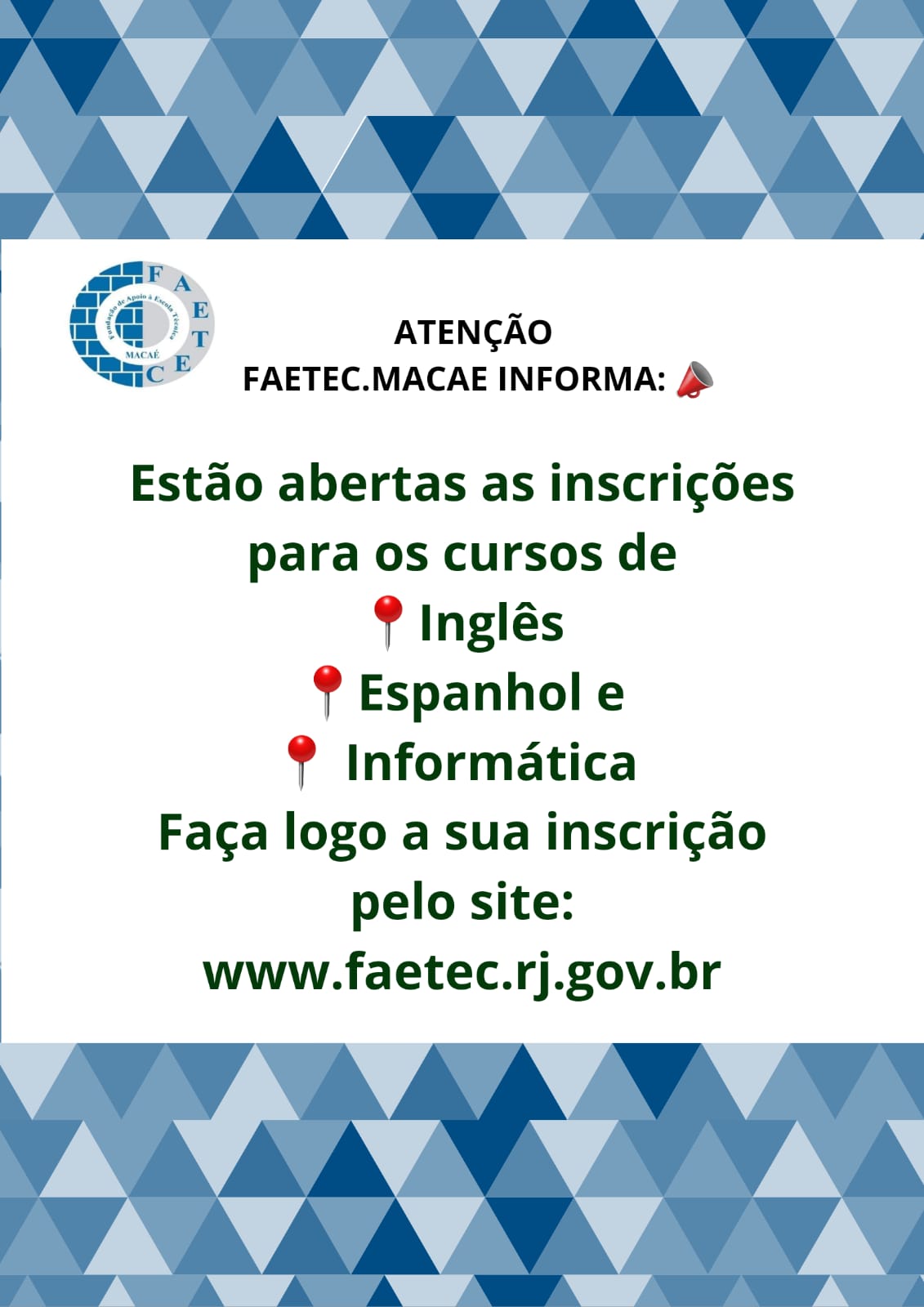 Faetec está inscrições abertas para cursos gratuitos RJ Interior