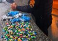 Drogas escondidas perto da linha férrea