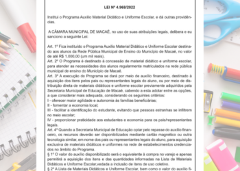 Sancionada lei do Programa de Auxílio Material Didático e Uniforme Escolar