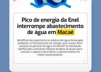 Abastecimento de água é interrompido em Macaé