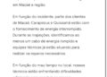 Enel emite comunicado sobre queda no fornecimento de energia em cidades do Norte Fluminense