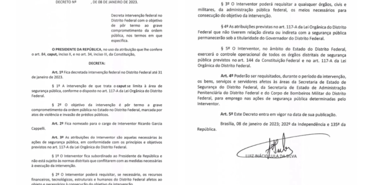 Lula decreta Intervenção Federal