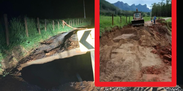 Após estrada ceder, tráfego é liberado parcialmente em distrito