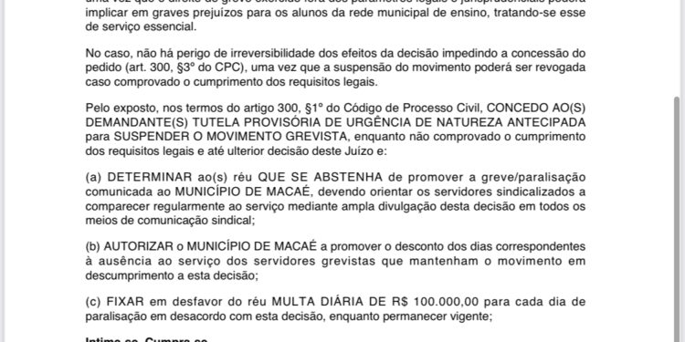 Justiça declara greve ilegal
