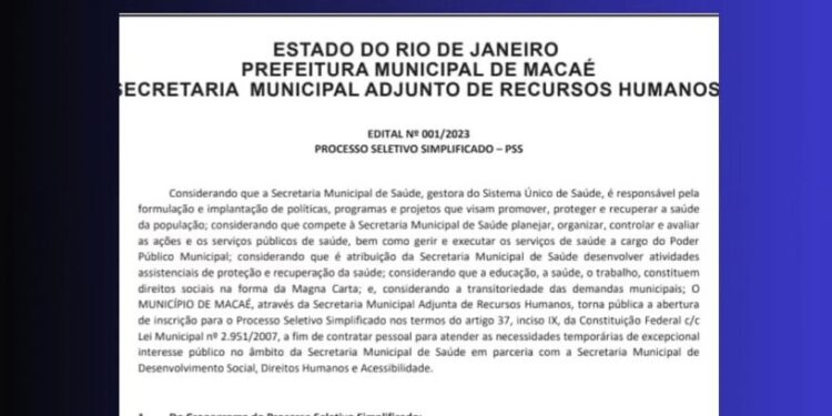 Prefeitura lança edital para processo seletivo