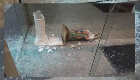 Vandalismo: imagem de Nossa Senhora das Neves é destruída em Córrego do Ouro