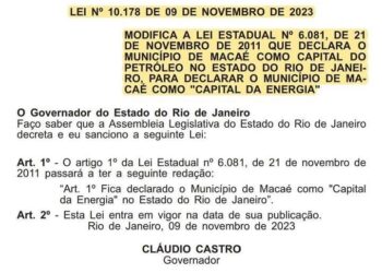 Sancionada a Lei que declara Macaé como Capital da Energia
