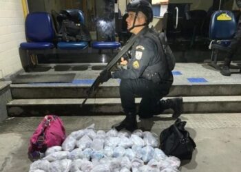 Duas mulheres são presas com farta quantidade de drogas em ônibus, na altura São Pedro da Aldeia