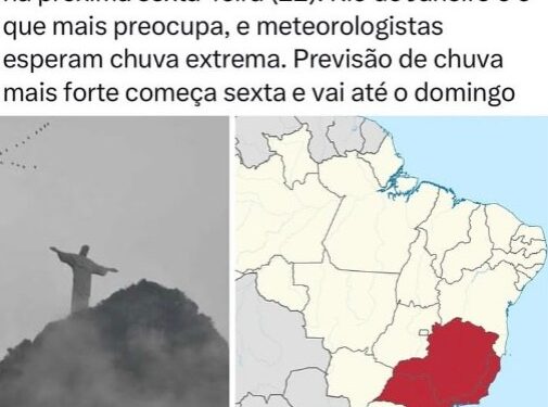 RJ em alerta vermelho: Forte chuva atingirá o Estado