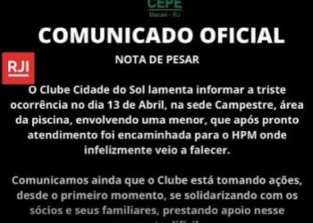 Criança morre afogada em piscina de clube em Macaé
