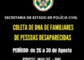 IML realiza campanha de coleta de DNA para encontrar desaparecidos em Macaé