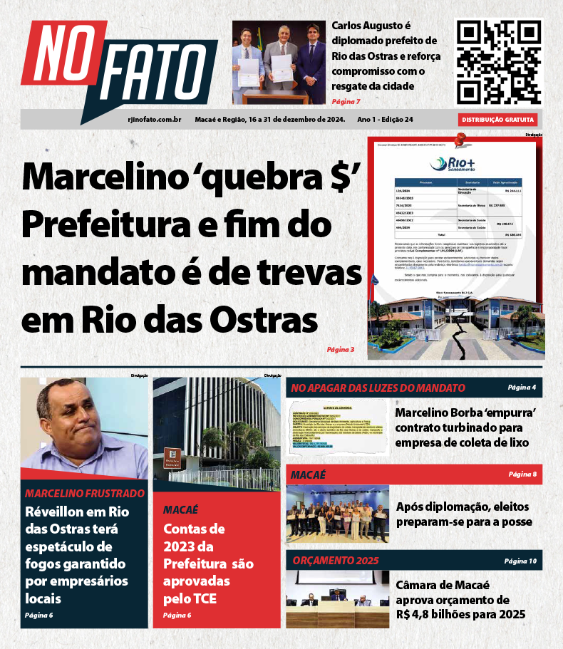 Capa Jornal RJI NO FATO Tabloide Edição 24 Dezembro 2024