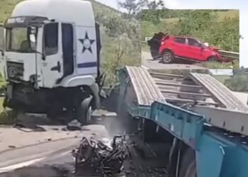 Acidente grave provoca bloqueio total da BR-101