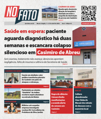 Capa do jornal No Fato do Portal RJ Interior edição 42 com notícias do interior do Estado do Rio de Janeiro