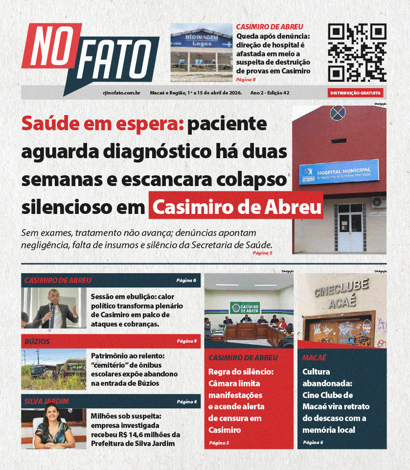 Capa do jornal No Fato do Portal RJ Interior edição 42 com notícias do interior do Estado do Rio de Janeiro