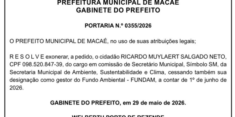 Ricardo Salgado deixa Secretaria de Ambiente de Macaé