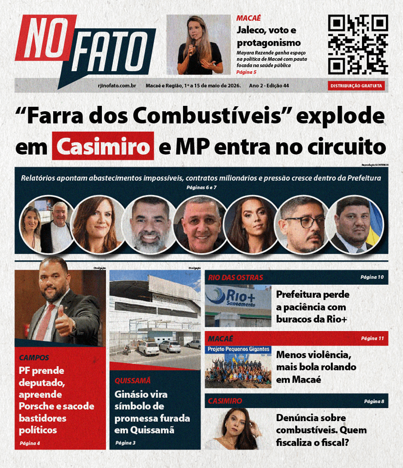 Capa do Jornal NO FATO RJ Edição 44 Interior 1 a 15 de Maio 2026