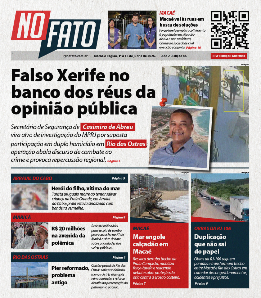 Capa da Edição 46 de junho de 2026 do jornal NO FATO do portal RJ Interior (RJI).