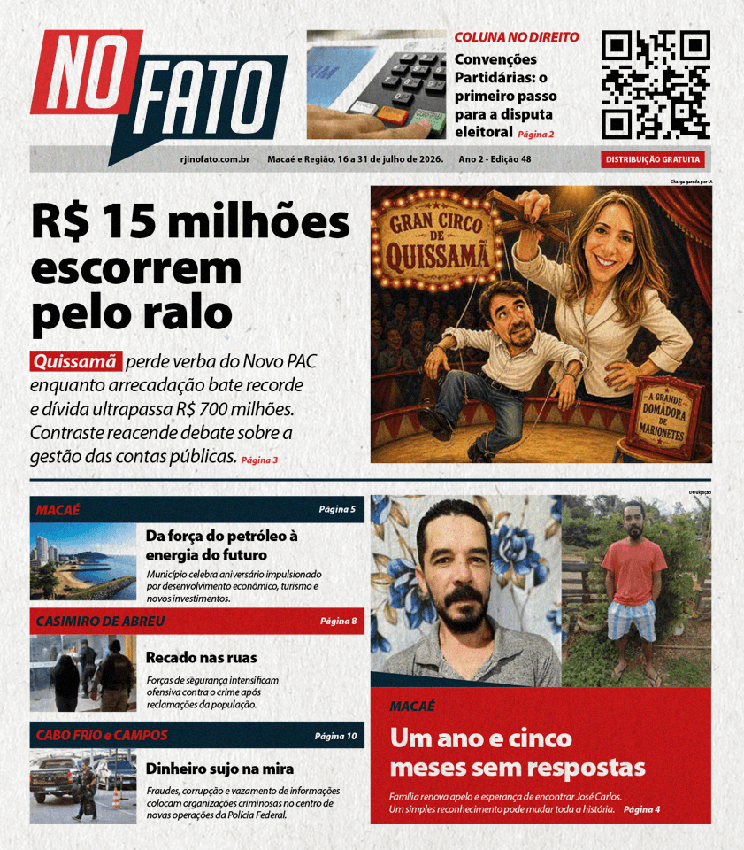 Capa da Edição 48 de julho de 2026 do jornal NO FATO do portal RJ Interior (RJI).