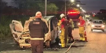 Homem sofre queimaduras em 63% do corpo após explosão de carro que transportava cilindros de GNV