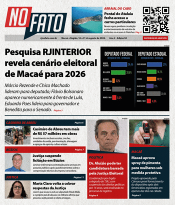 Capa da Edição 50 de agosto de 2026 do jornal NO FATO do portal RJ Interior (RJI).