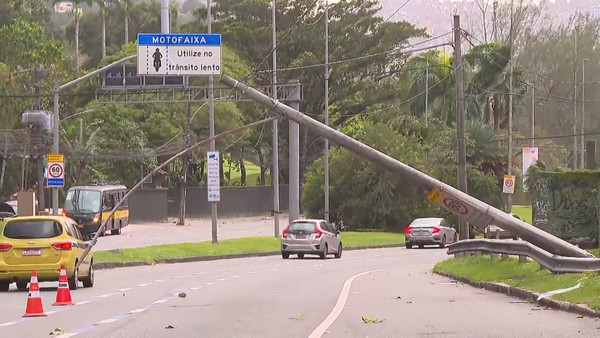 Ventania provoca quedas, falta de luz e cancelamento de voos