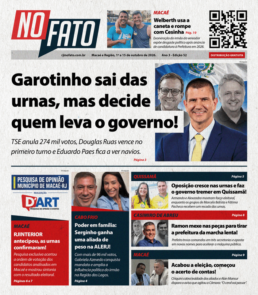 Capa da Edição 52 de outubro de 2026 do jornal NO FATO do portal RJ Interior (RJI).
