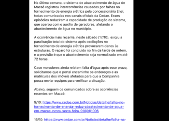Sem água: moradores denunciam desabastecimento e Cedae culpa Enel