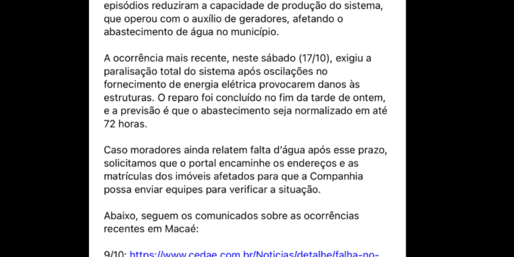 Sem água: moradores denunciam desabastecimento e Cedae culpa Enel